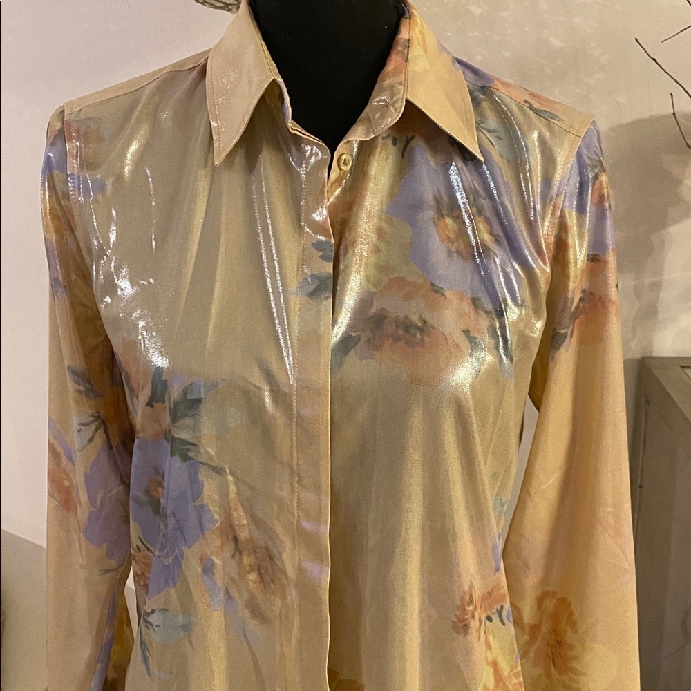 Ralph Lauren black label Floral Sheer Button Down Shirt size SP new - Picture 4 of 6